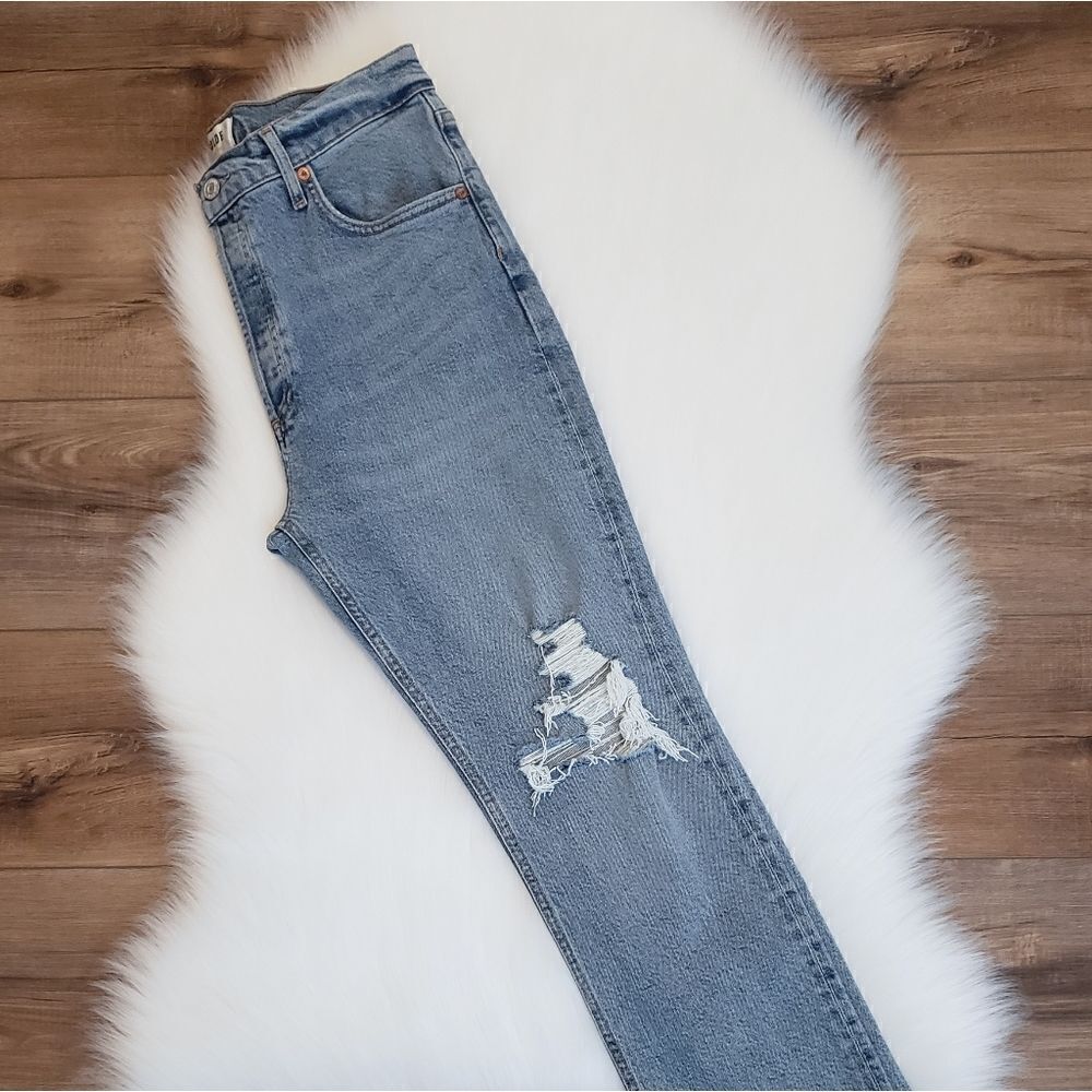 Agolde Riley High Rise Straight Leg Crop Denim Jeans In Whiplash NWT - Picture 9 of 11